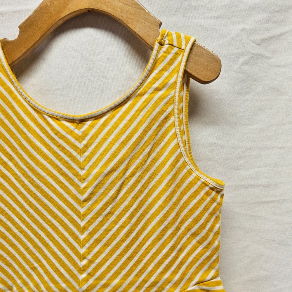 Old Navy Fit & Flare Dress Kids Small 6-7 Yellow White Striped Sleeveless Cotton
